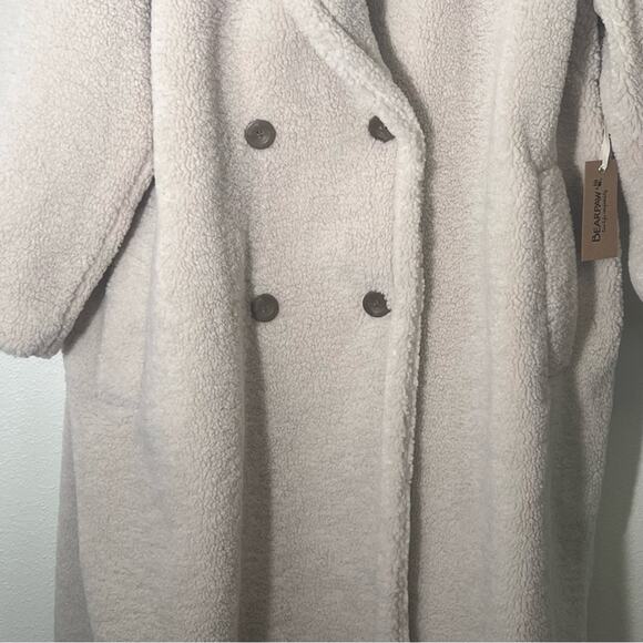 Bearpaw NWT Neutral Ivory Cream Teddy Sherpa Faux Fur Trench Coat Jacket Sz 3X - Picture 6 of 14